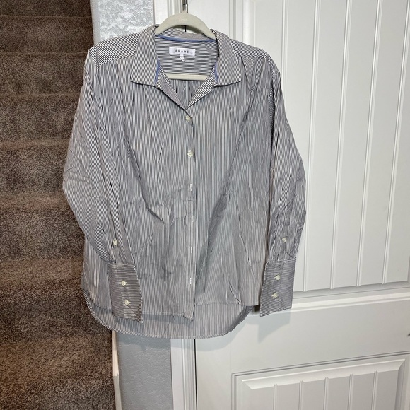 Frame classic small stripe button up cotton shirt - Picture 1 of 5